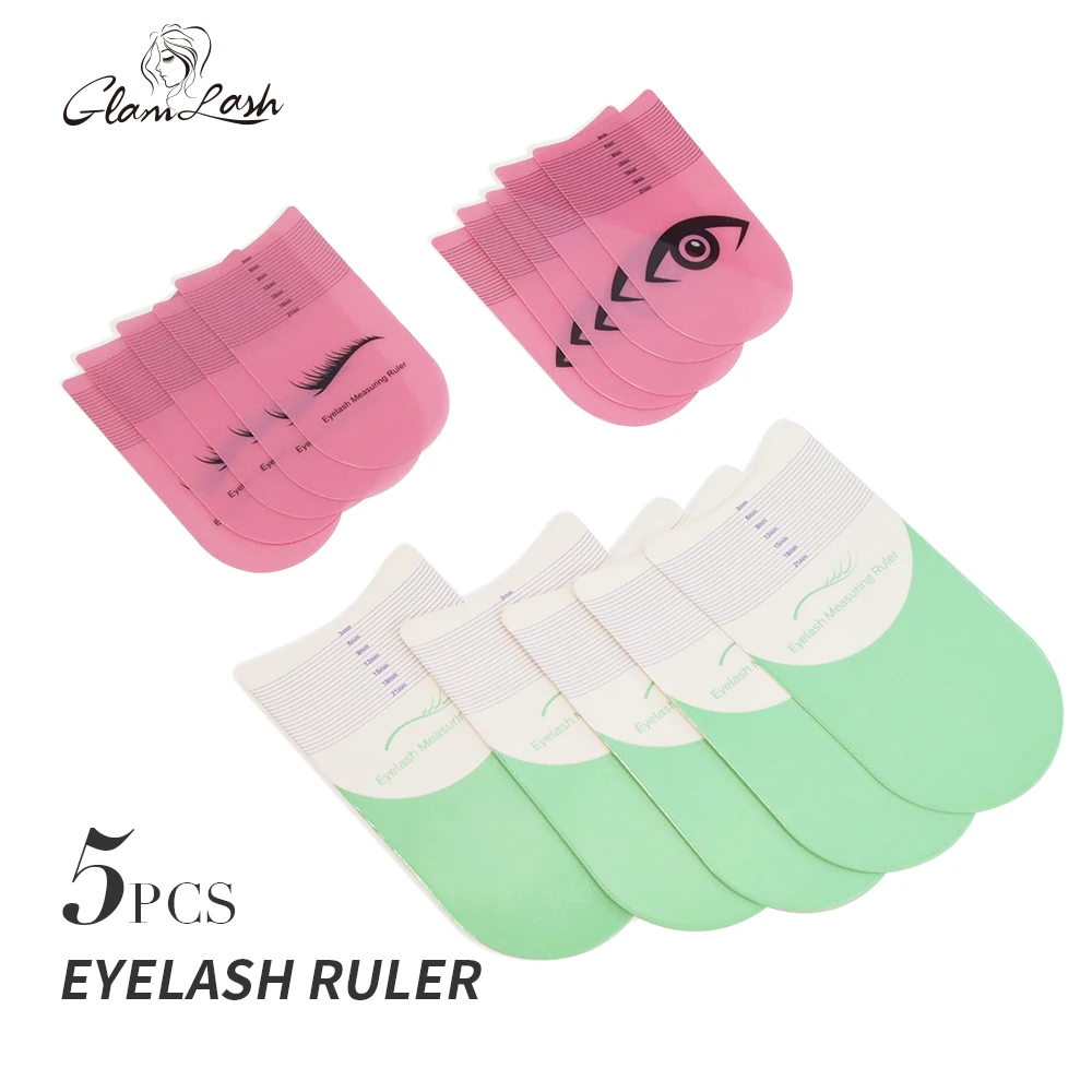 GLAMLASH 5PCS Eyelash Length Measuring Ruler Portable Eyebrow Soft Plastic Ruler Makeup Tool 3-21mm Eyelash Extension Growth