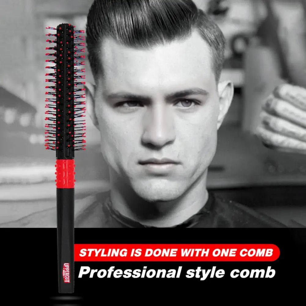 Quiff Roller Round Comb Ball Tip Bristles Non-slip Handle Blow Drying Short Hair Styling Comb Men Women Hairdressing Tool