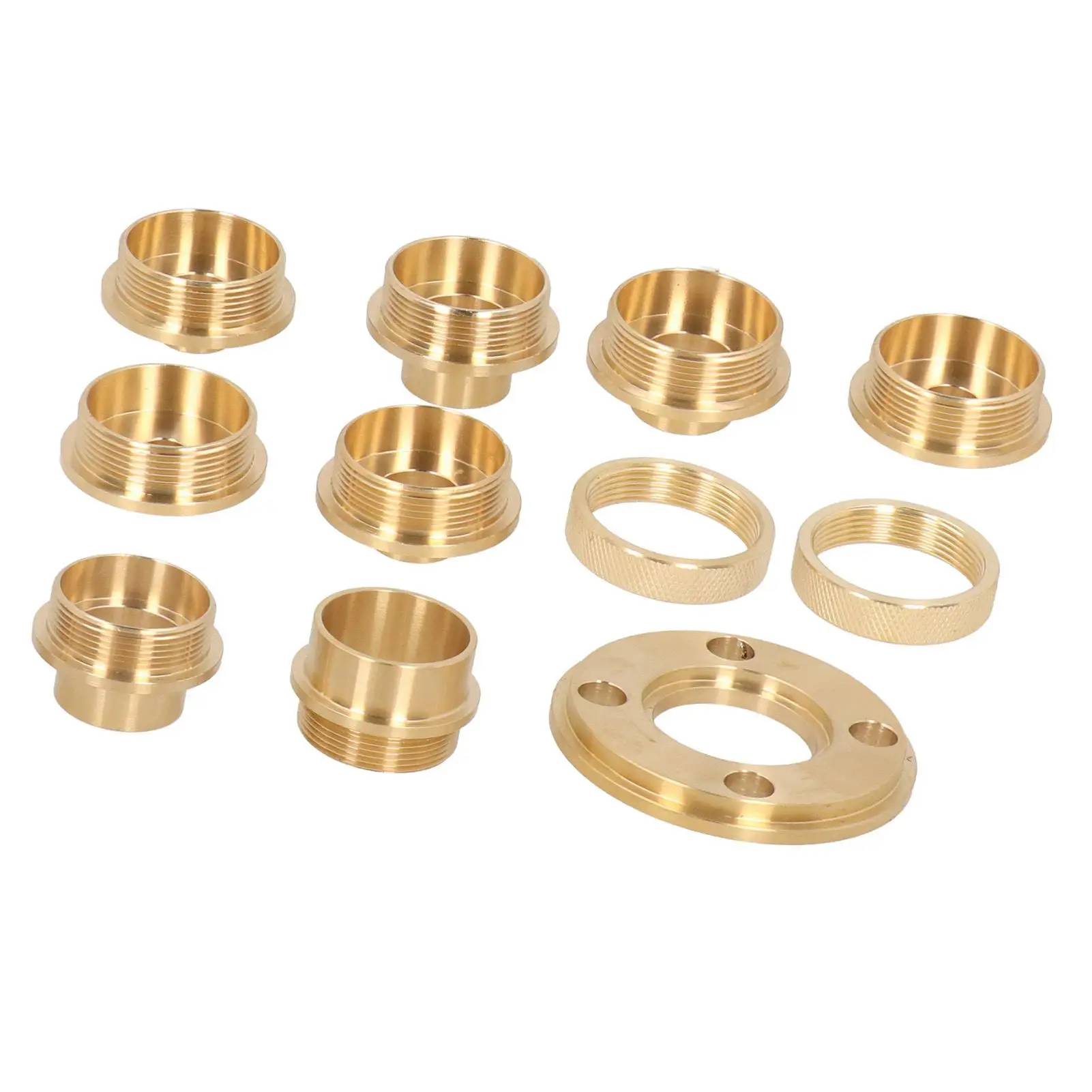 Latão Template Router Guides Set and Lock Nut Adapter, Kit de ferramentas para madeira aparador, Acessório máquina, 11pcs