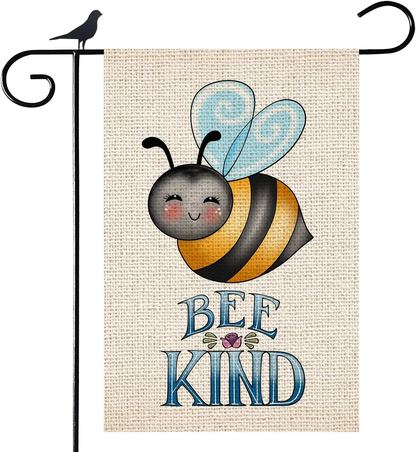 Bee Kind Welcome Fall Spring Burlap Garden Flag, Premium Material Double Sided Outdoor Decorative Flags for Garden Yard Lawn, 12