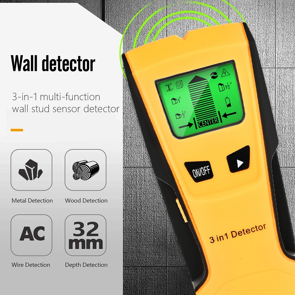 Vastar-AC Tensão Metal Detector, 3 em 1, Metal e Madeira Studs, Live Wire Detect, Scanner de parede, Electric Box Finder