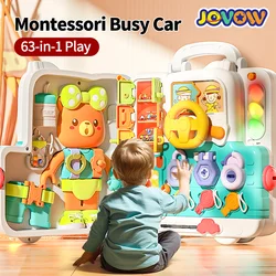 Jovow Busy Board Montessori Sensory Toys for Toddlers Refined Puzzle House Light Music Car Travel Activities Early Education Toy