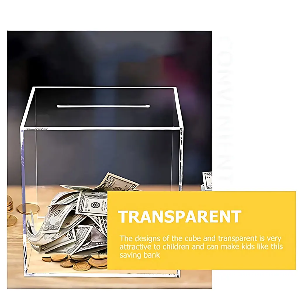 Promote Good Storage Habits With Durable Money Bank Wide Application Transparent Money Box