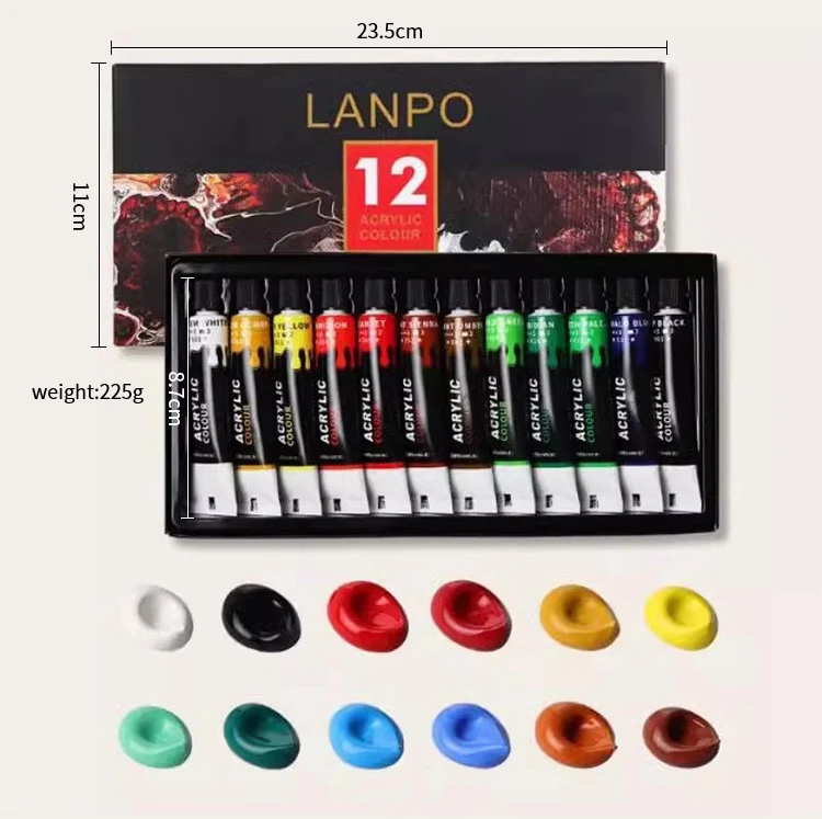 Professionelles Metallic-Acrylfarben-Set, 12/24 Farben, 12 ml Tuben, geeignet für die meisten Oberflächen, einschließlich Leinwandpapier und Holz ﻿ – Detail 8