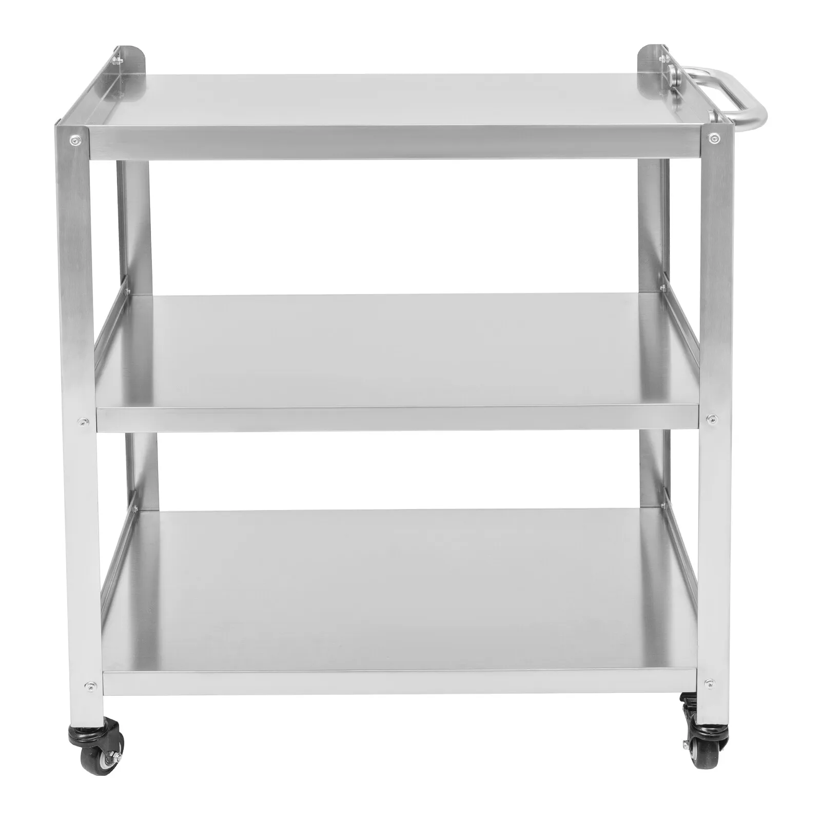 Gerobak Troli Dapur 3 Tingkat Gerobak Bergulir Penyimpanan Utilitas Baja Tahan Karat dengan 4 * Roda Universal