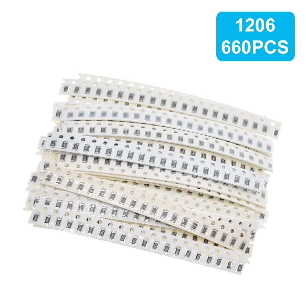33 Types,20PCS Each,660PCS In Total,0603/0805/1206 Chip Resistor Package Error 1% SMD Resistor 0R~1M