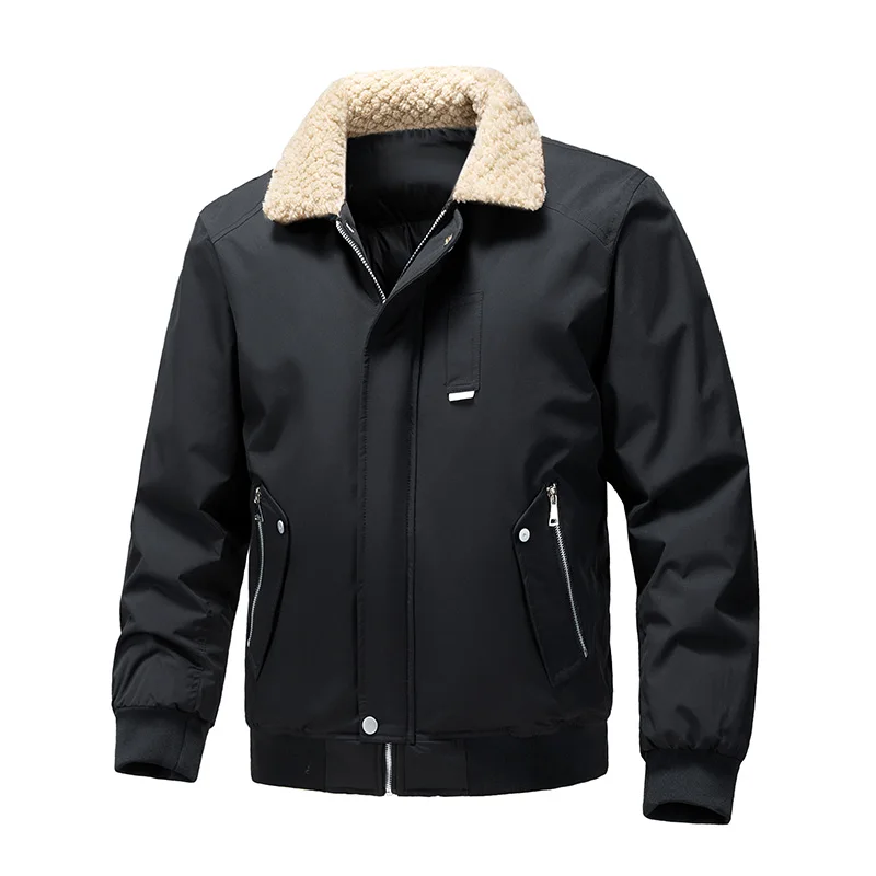 Winter Fashion Simplicity Lapel Men Jacket Outdoors Comfortable Thicken Mao Collar Parka New Solid Keep Warm Casual Coat Men