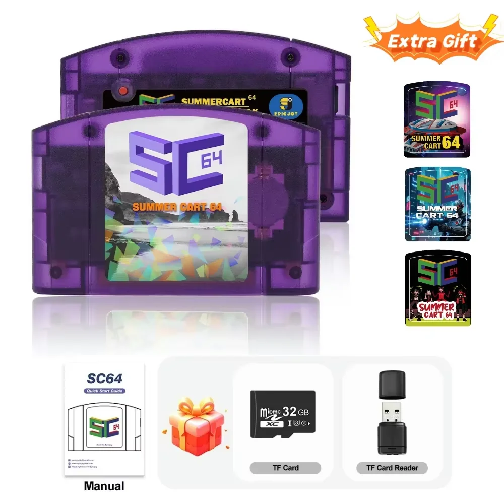EPICJOY SummerCart 64 SC64 Open Source Game Card N64 with Built-in Emulator For N64 Console Gift 32GB TF Card 5400 Games image 3