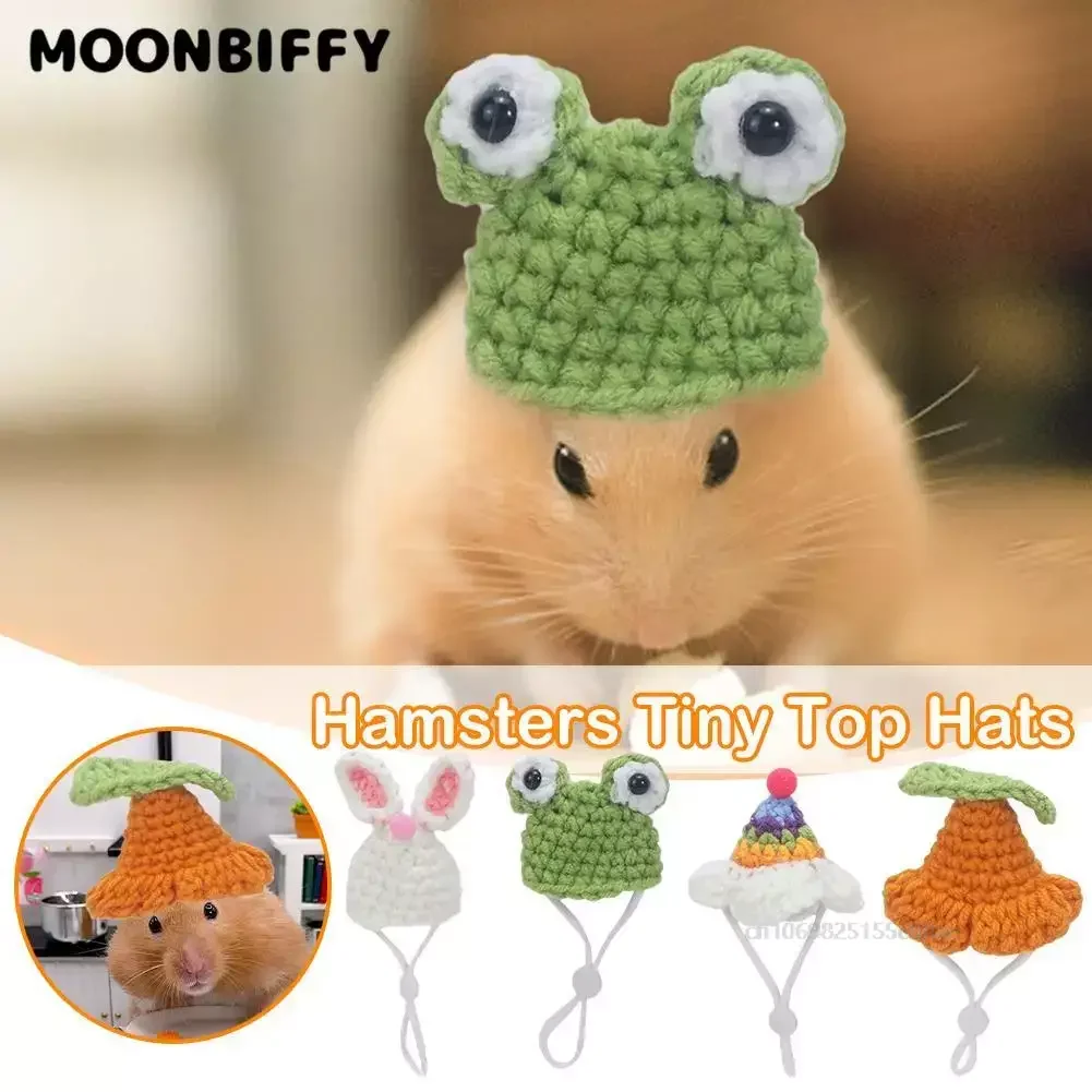 Mini Cute Handmade Knitted Hat Hamster Decoration Chipmunk Guinea Pig Cap Parrot Bunny Accessories Small Animals Christmas Decor