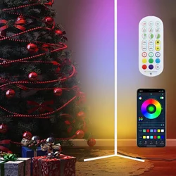 Dimmable White Smart Bluetooth Tuya Corner Floor Lamp RGB LED Light Bar Mood Lighting for Bedroom Gaming Living Room Xmas Decor