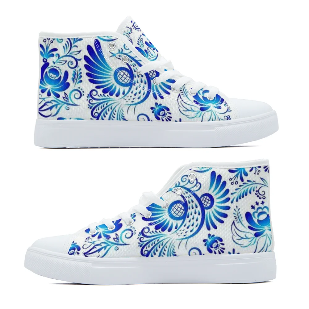 

Delft Blue Phoenix Print Casual High-Top Canvas Shoes Fashion Shoes High-Quality Sports Shoes Girl's campus sneakers