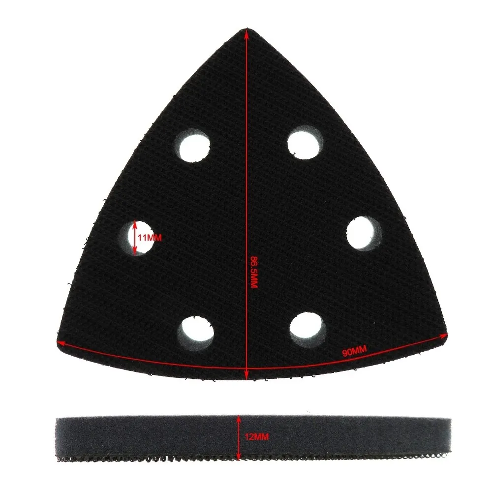 1 pçs 90mm almofada de interface macia 6 buraco gancho & loop disco de lixar almofada de apoio polimento ferramenta de moagem para lixadeira triângulo