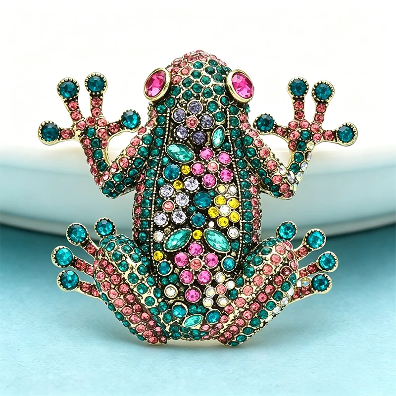 Wuli&baby Luxury Big Frog Brooches For Women Unisex Multi-color Rhinestone Shining Animal Office Party Brooch Pins Gifts - view 4