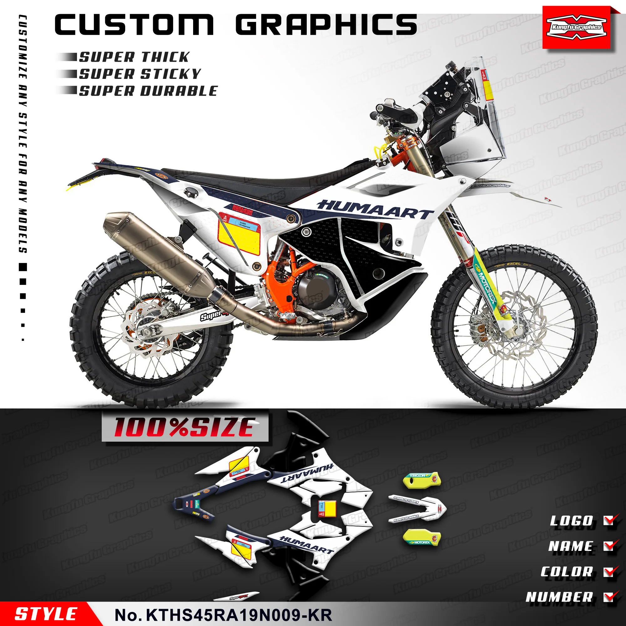 KUNGFU GRAPHICS Sticker Kit Graphics Kit for KTM Husqvarna Rally 450 2019 2020 2021 2022 2023, KTHS45RA19N009-KR