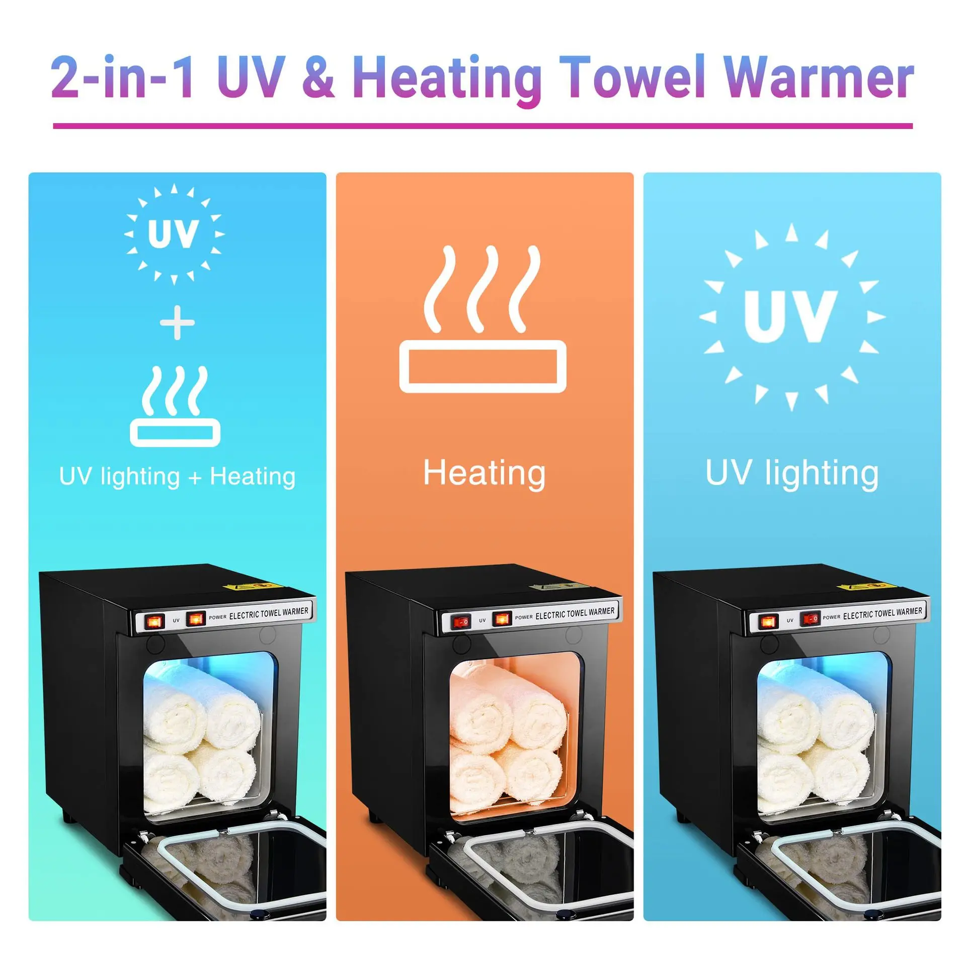 

2-in-1 UV Towel Warmer Disinfection Cabinet Beauty Hairdressing Towel High Temperature Heating Cabinet Mini UV Sterilizer Makeup