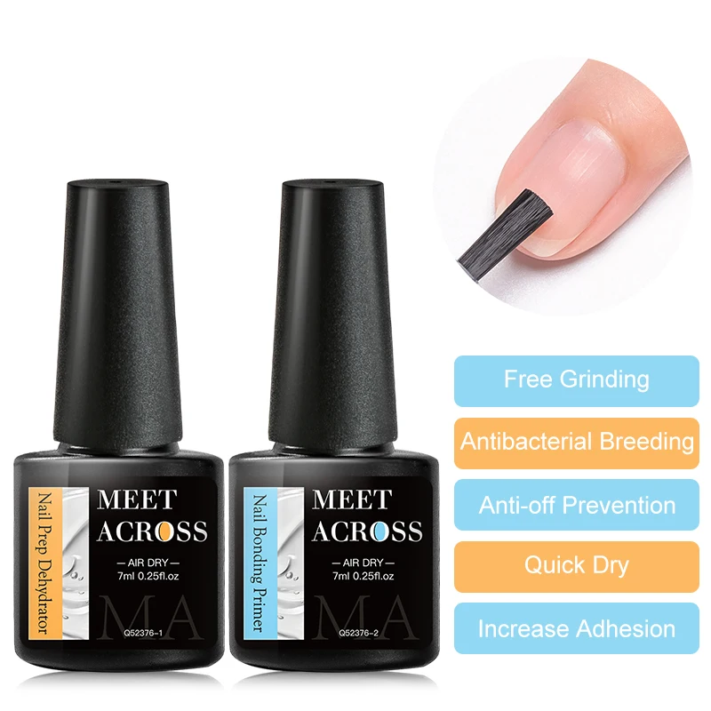 

MEET ACROSS 7ml Nail Prep Dehydrator Bonding Primers Gel Nail Polish Long Lasting Air Dry Functional Gel For Nails Free Grinding