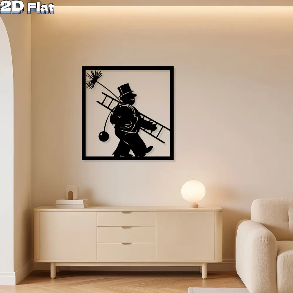 1pc Iron Chimney Sweep Metal Wall Art Decor, Modern Sculpture for Indoor Outdoor Home Garden Fence Gift