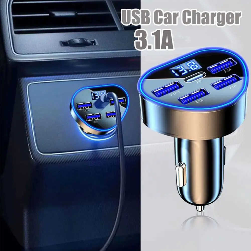 5 in 1 Car Charger Heart Shaped Phone Quick Charging Adapter Accessories Head Cigarette Lighter Charger Conversion Automoti D3B0