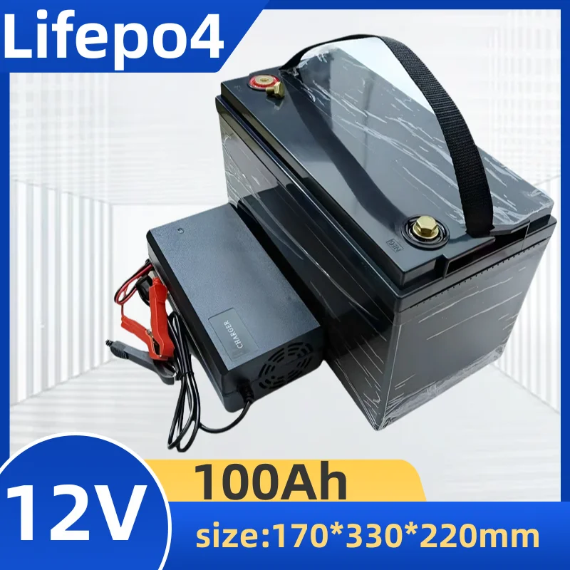 

12V 100AH Lifepo4 batterie waterproof With BMS for Golf Carts campers power supply EV Solar Storage motorhomes + 10A charger