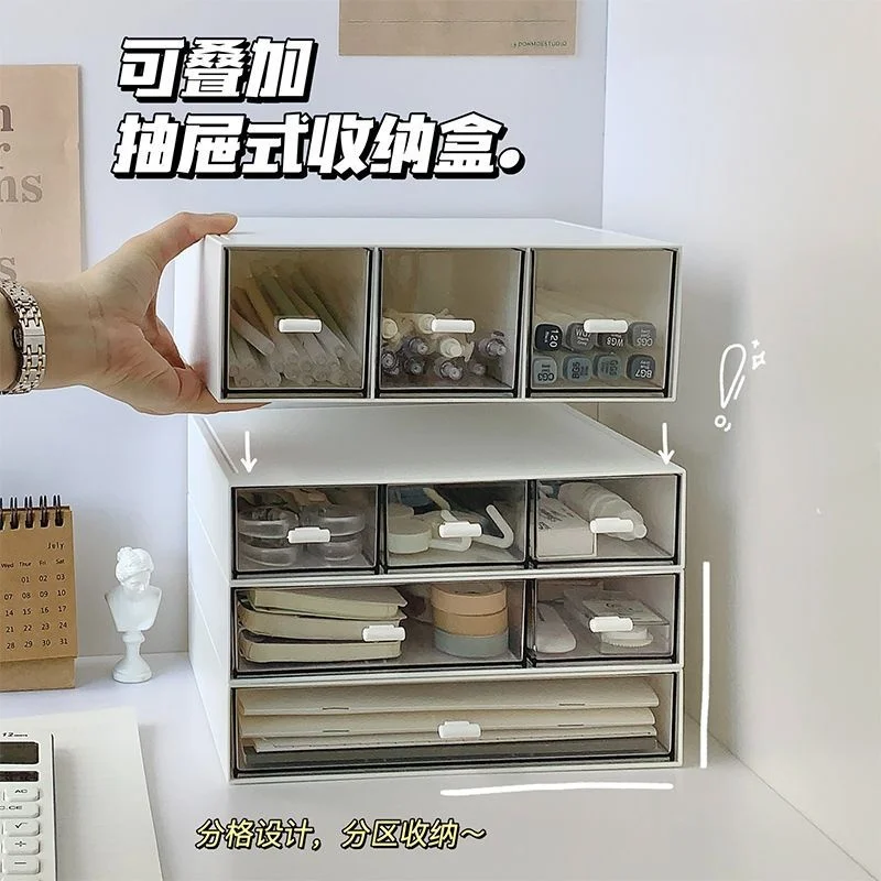 

Simple And Transparent Drawer Desktop Storage Box Can Be Freely Combined Sorting Box Large Capacity Dormitory Cosmetics Shelf