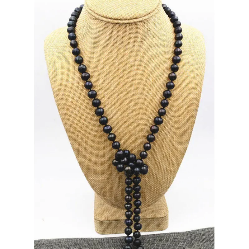 

Genuine Natural 6-7mm Black Tahitian Cultured real Pearl beads Necklace 36-100''