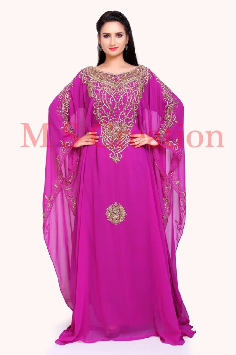 

Women Long Dress Dubai Dress Moroccon Georgette Dubai Robe Farasha Long Dress 56 Inches