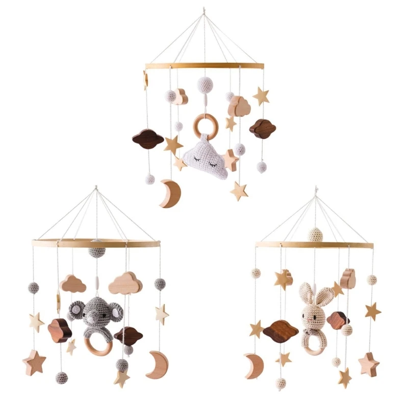 Drewniany motyw zwierzęcy dzwonek do łóżka łóżeczko mobilna zabawka kreskówkowa grzechotka wisiorek dekory przedszkola 15UB