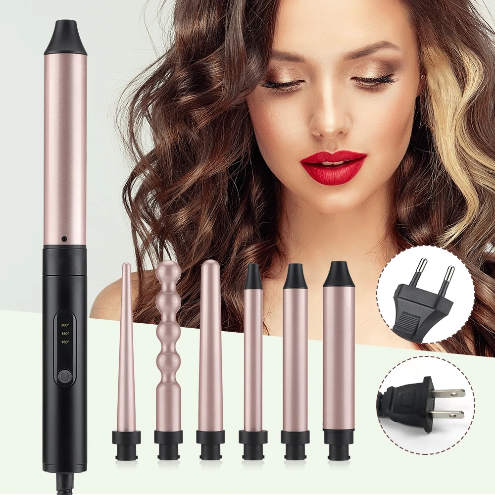 

6 In 1 Electric Hair Curler Fast Heating Long-lasting Professional Curling iron Wands Wave Tools Hair Styling Appliances 9-32mm