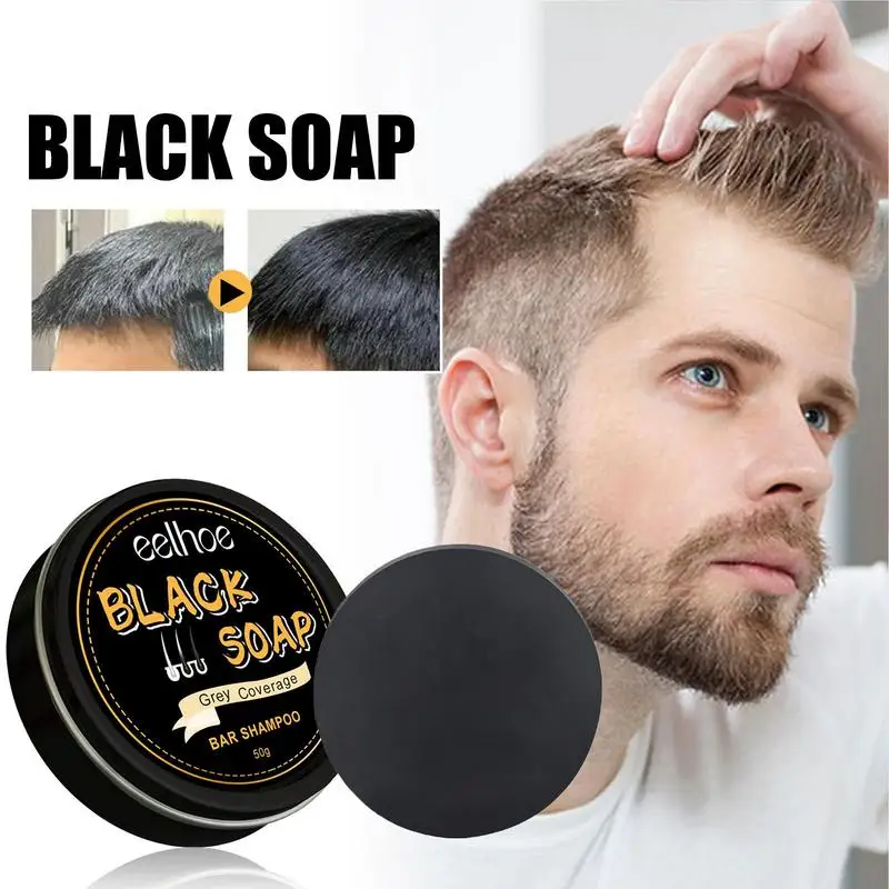 Black Hair Darkening Shampoo Bar, Easy Hair Dye, shampoo de escurecimento instantâneo para homens e mulheres, cinza e natural