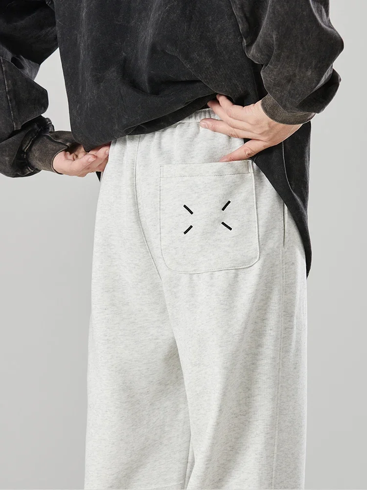 

Брюки мужские хлопковые с широкими штанинами, мешковатые модные прямые повседневные брюки в стиле Харадзюку, с эластичным поясом, молодежная уличная одежда на все сезоны