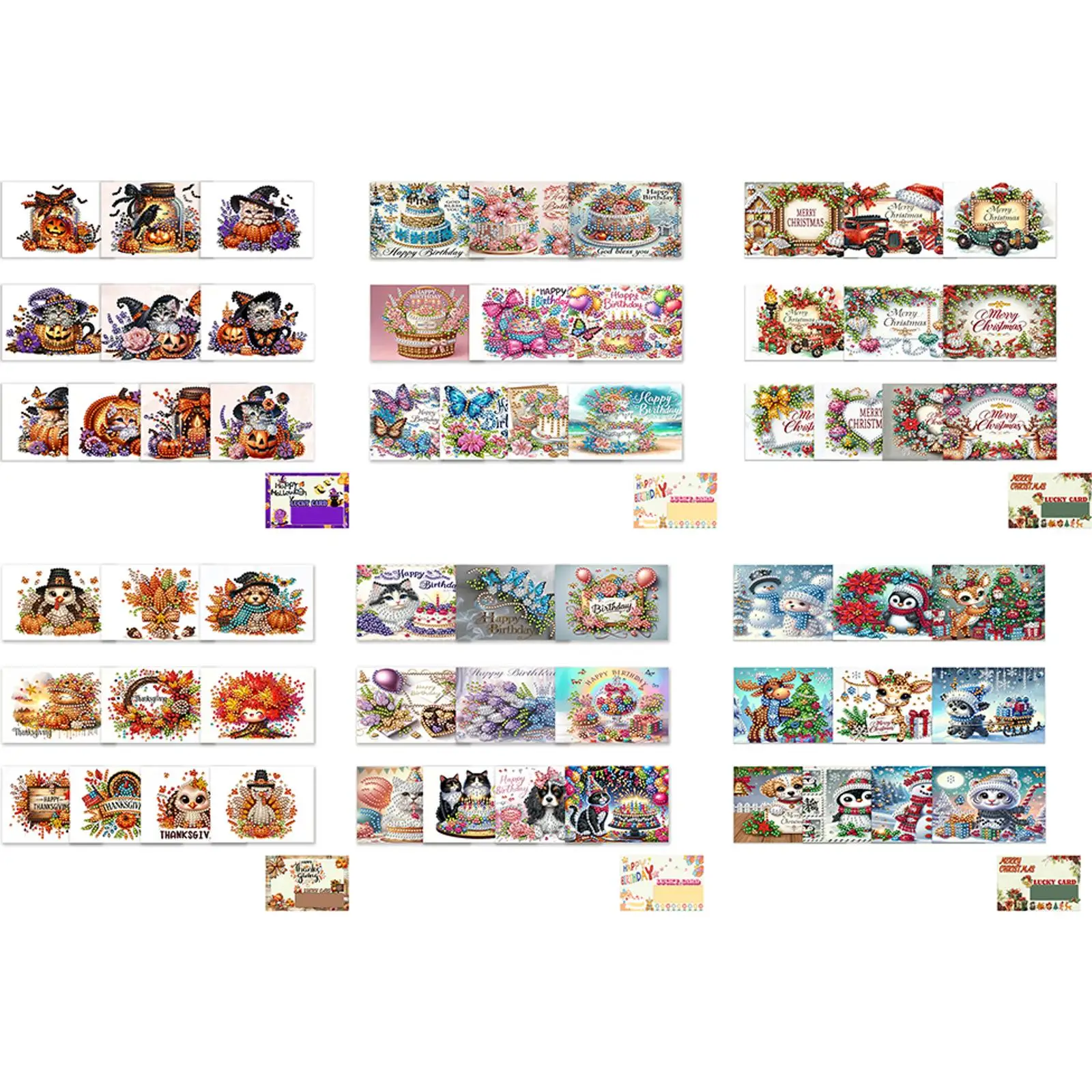 

10PCS DIY Diamond Art Party Event Gift Card Multi-Purpose Handmade Gift Card Partial Drill for Party Gathering Family Activities