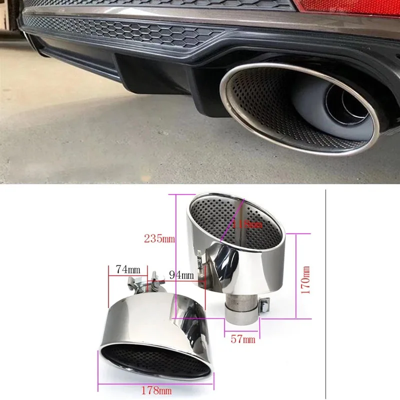 For Audi A3 A4 A5 A6 A7 Up To RS3 RS4 RS5 RS6 RS7 Oval Exhaust Tip Look Tailpipe Nozzle Exhaust System Muffler Tip