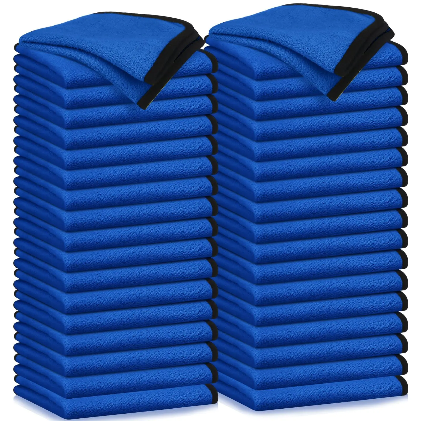 50 Pcs Blue Microfiber Towels 16x16 For Car Drying Polishing Windows Cleaning Household