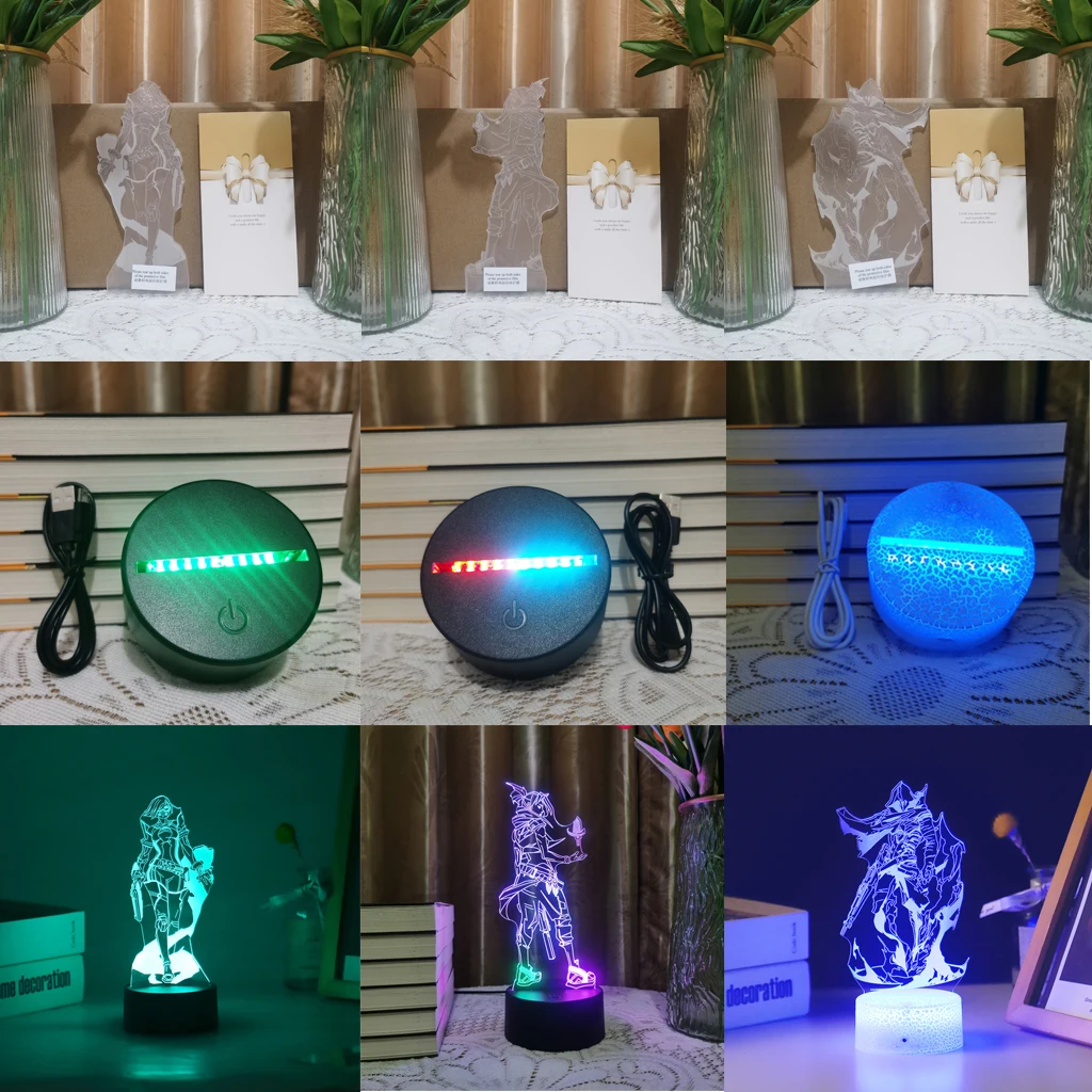 Jett Valorant Game Figure Acrylic Board Luminous Base For Kid Home Room Night Light Anime Led 3D Lamp Christmas Decor Gift Reyna