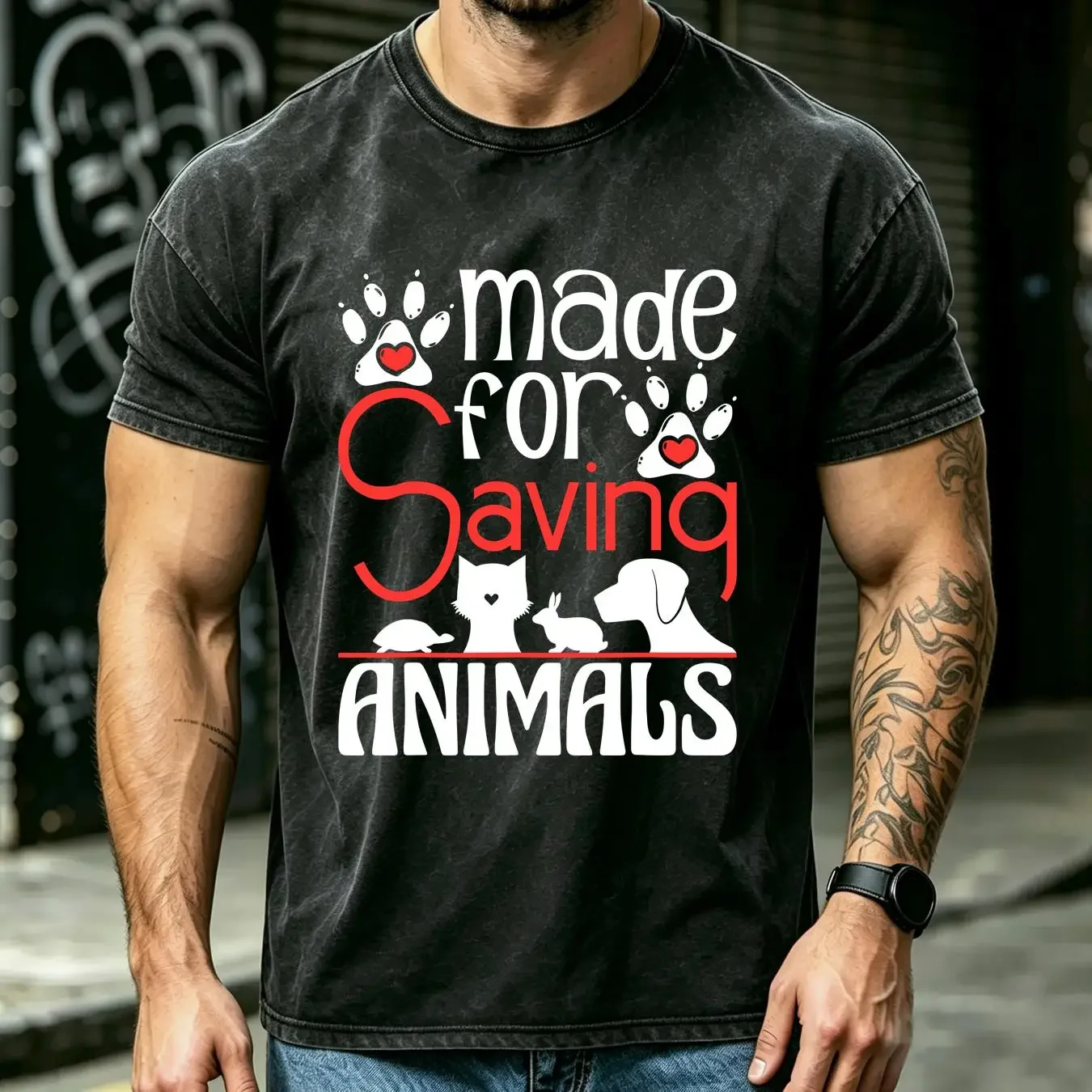 washed T Shirt Made For Saving Animals Veterinarian Veterinary School Vet long or short sleeves vintage Washed homme Stylish
