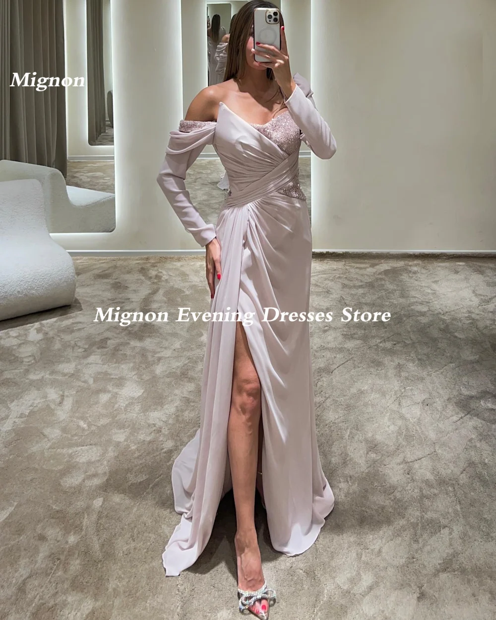 Mignon-vestido de graduación de satén con hombros descubiertos para mujer, traje de sirena con volantes, largo hasta el suelo, Formal, elegante, para fiesta de noche, 2023