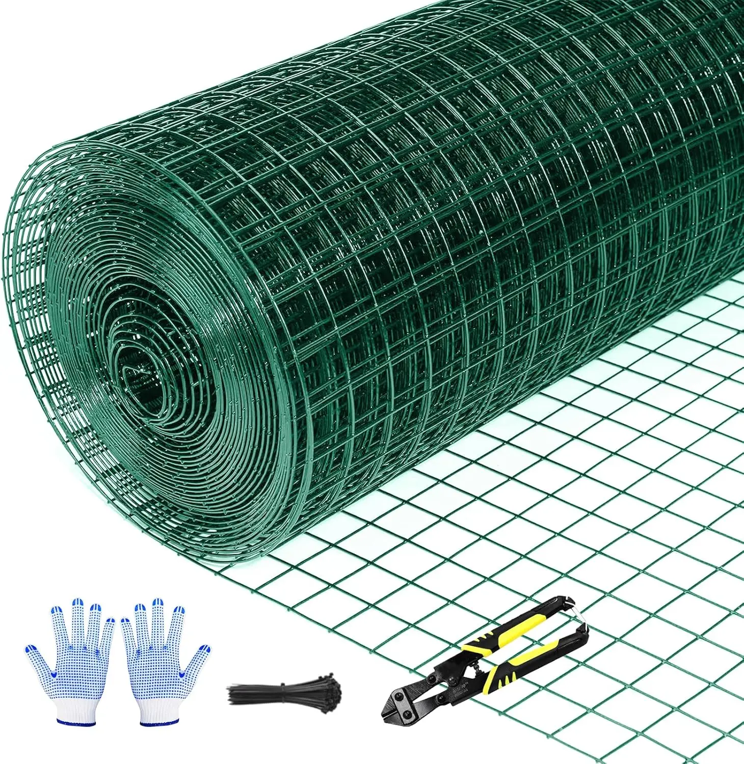 

48" x 100' Green Chicken Wire Fence, 19 Gauge, 1"x1" Mesh for Garden and Poultry Protection