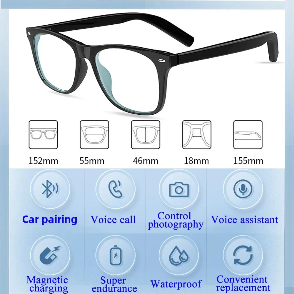 กล้องแว่นตาอัจฉริยะ Bluetooth Call Voice Assistant ฟังเพลงแว่นตาสมาร์ทกีฬาแว่นตากันแดดโพลาไรซ์แว่นตาป้องกันสีฟ้า