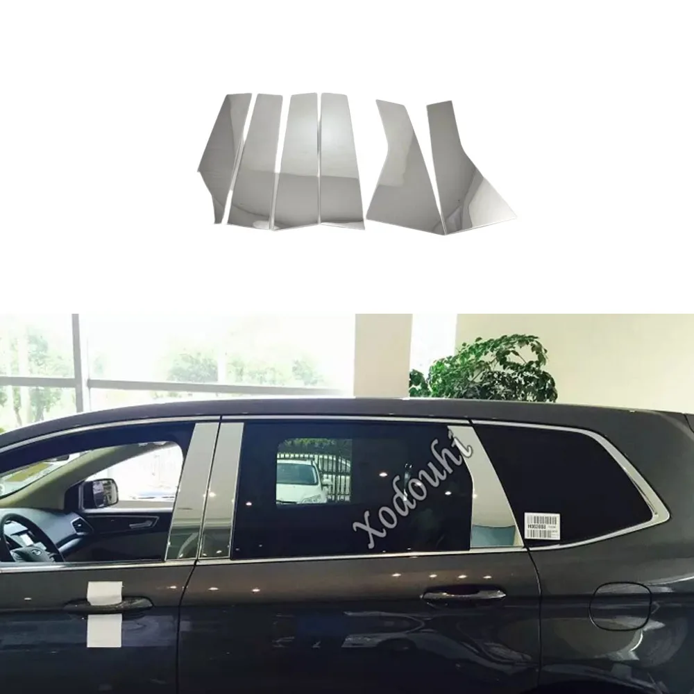 

For Ford Edge 2015 2016 2017 2018 2019 Cover Body Stainless Steel Glass Window Garnish Pillar Middle Strip Trim Frame Lamp 6PCs