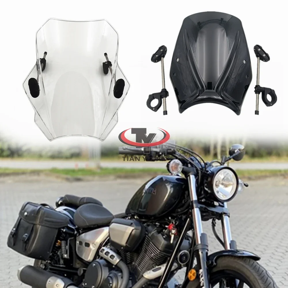 Black Clear Motorcycle For XV 950R XV950R Windshield High Quality Wind Deflectore With support frame Windscreen