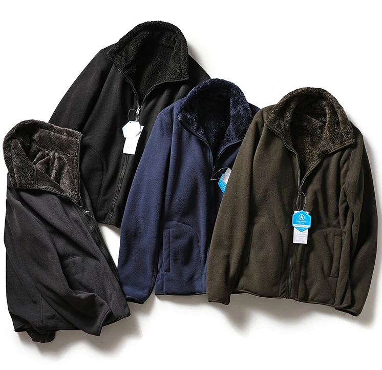 

Thiened Fce Double-sided Wearable Casual Stand Collar Jaet Men's Outerwear Warmth Youth Zipper Sve Long Winter Coat