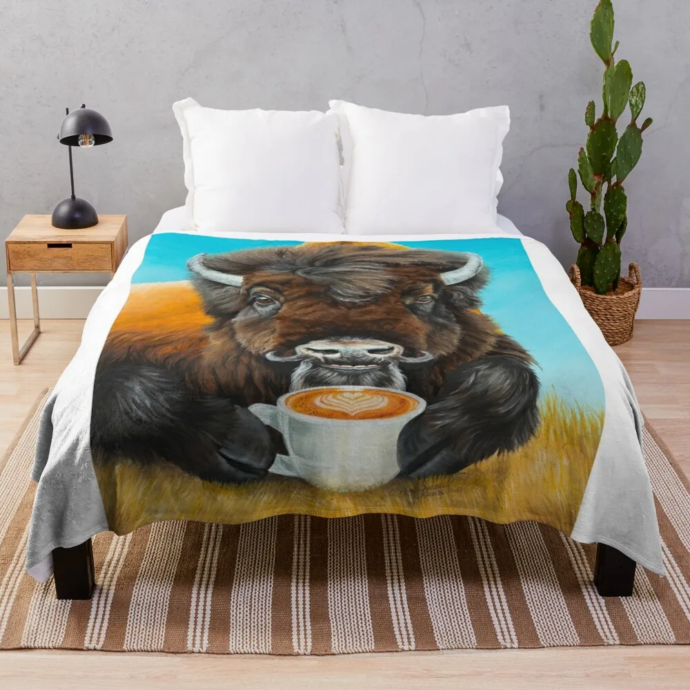 

Bison Latte Throw Blanket christmas gifts Luxury Thicken Blankets