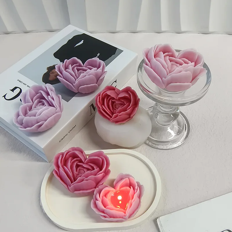 3D Austin Rose Peony Chrysanthemum Flower Candle Silicone Molds Diy Love Flowers Soap Plaster Chocolate Ice Cake Baking Mold