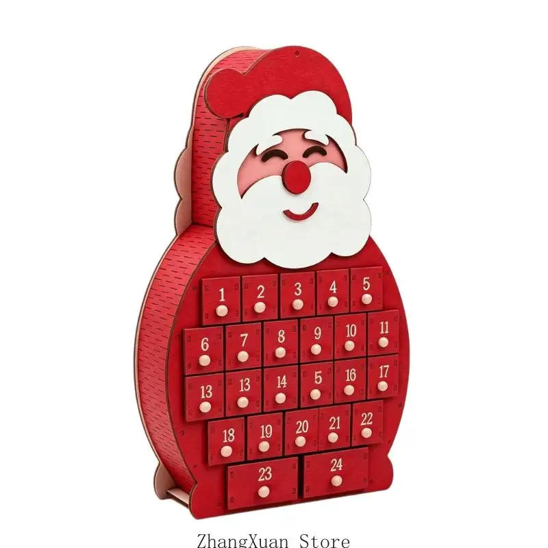Holz-Schubladenkalender für Feiertage, 24 nummerierte Fächer für Weihnachtsleckereien und saisonale Anzeige Dezember, 3 x – Detail 7