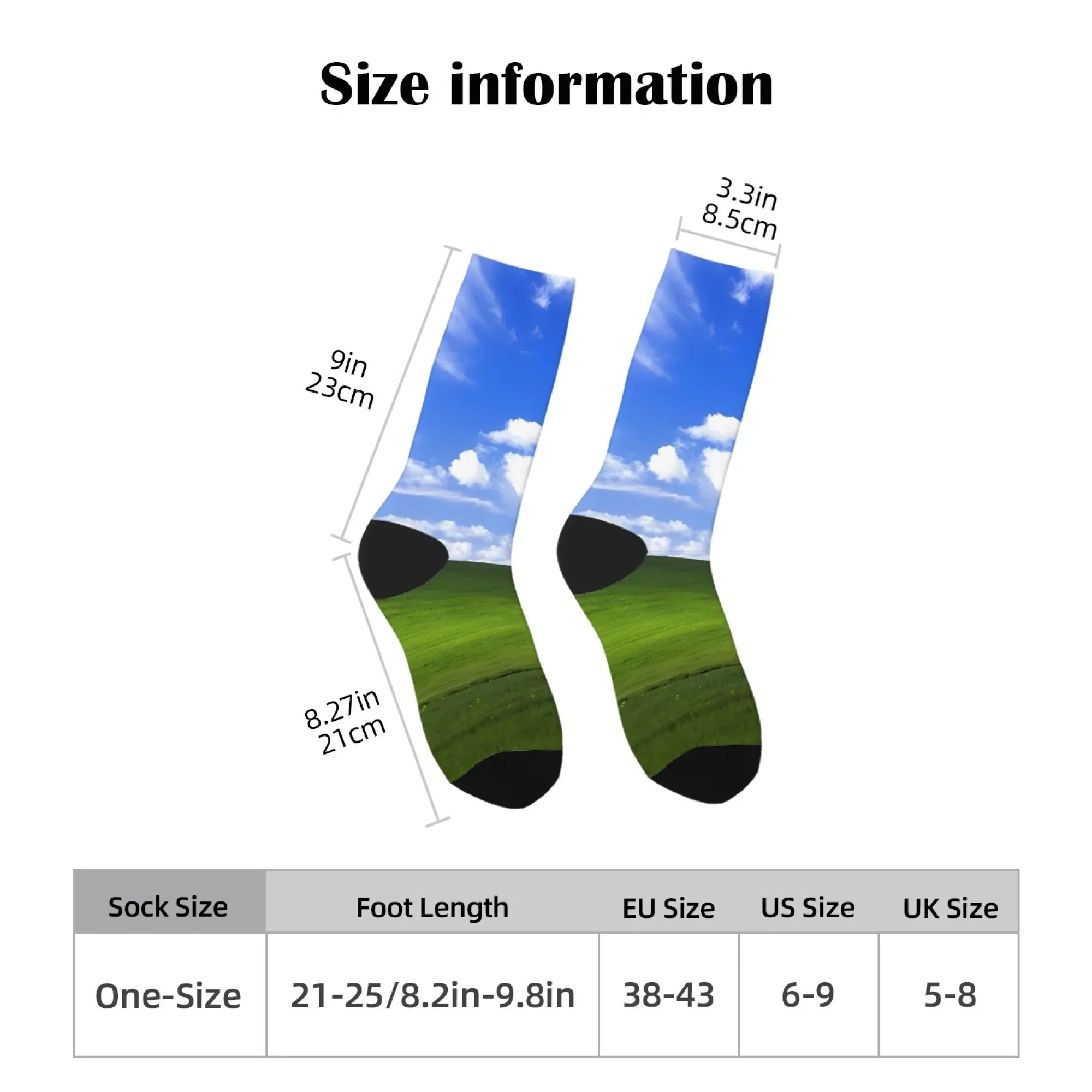 ถุงเท้าผู้ชายลายวอลเปเปอร์คลาสสิก Windows XP สไตล์ฮิปฮอป ฮาราจูกุ ย้อนยุค ถุงเท้าบีบอัด ลายแปลกใหม่ สนุกสนาน ตลกๆ ของขวัญสำหรับงานปาร์ตี้สุดมันส์