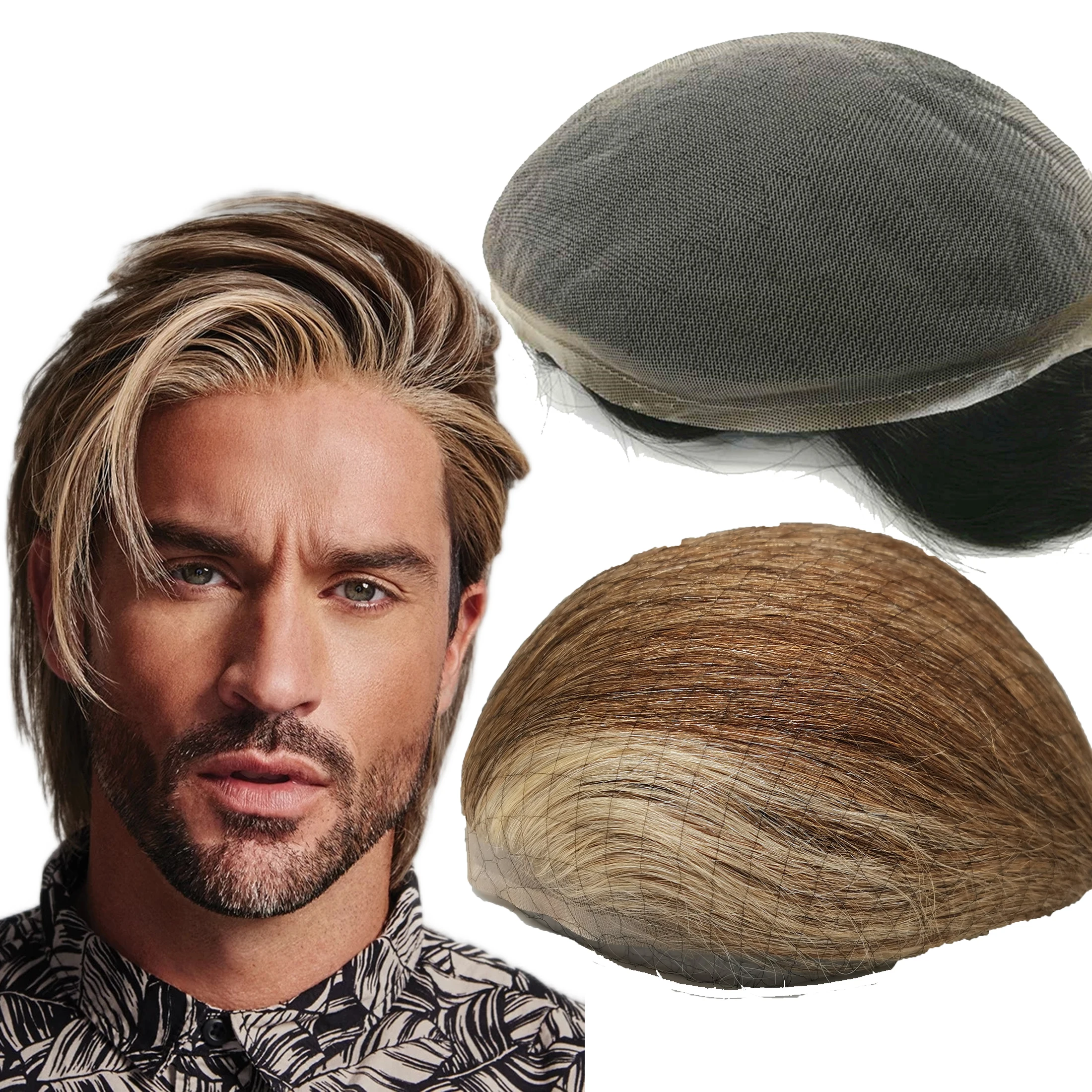 NLW Toupee for Men Human Hair Replacement System