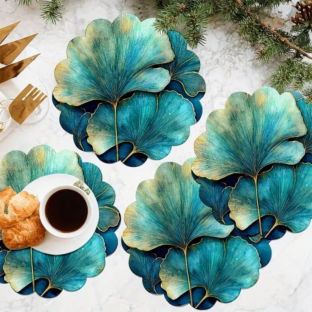Printed Linen Placemat Lace Trim Dining Table Mat Heat Resistant Modern Kitchen Accessory Home Restaurant Table Pad