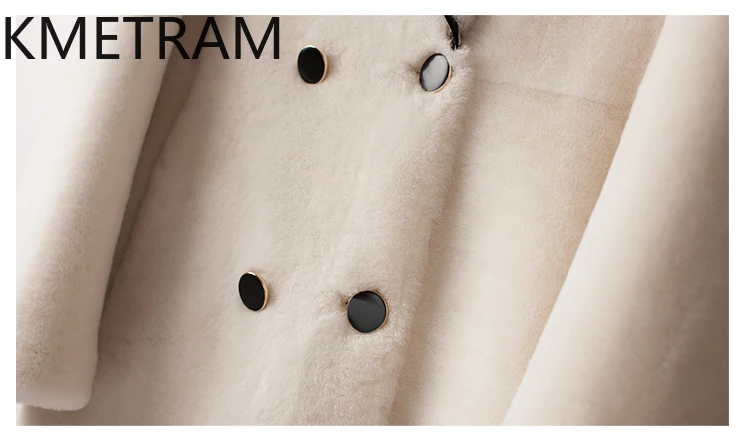 Damska kurtka z prawdziwej wełny owczej Merino, dwustronna, biała, długa, zimowa odzież damska 2025, futrzane kurtki