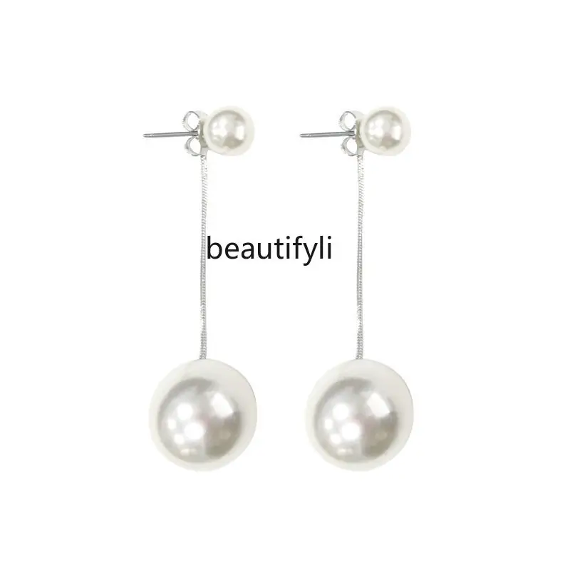 

Pearl earrings, new, temperament retro long earrings, sterling silver earrings, women's high sense