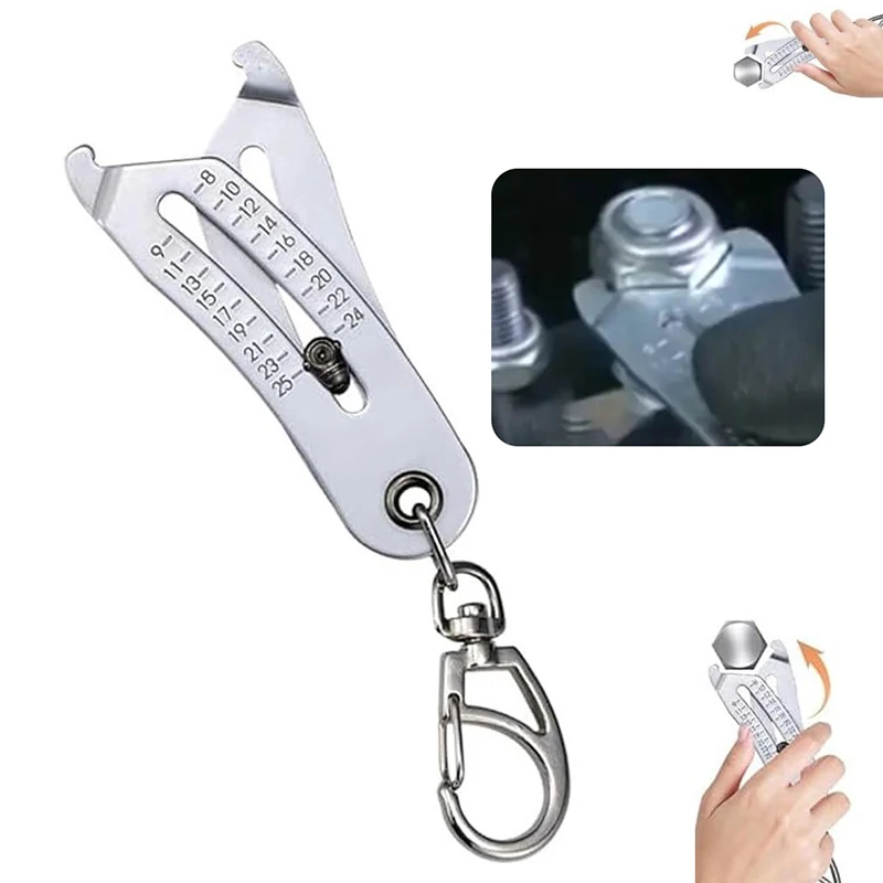 Precise Thread Size Checker Keychain Portable Caliper Gauge Metric/Imperial Hexagonal Nut Screw Thread Size Manual Measure Tools